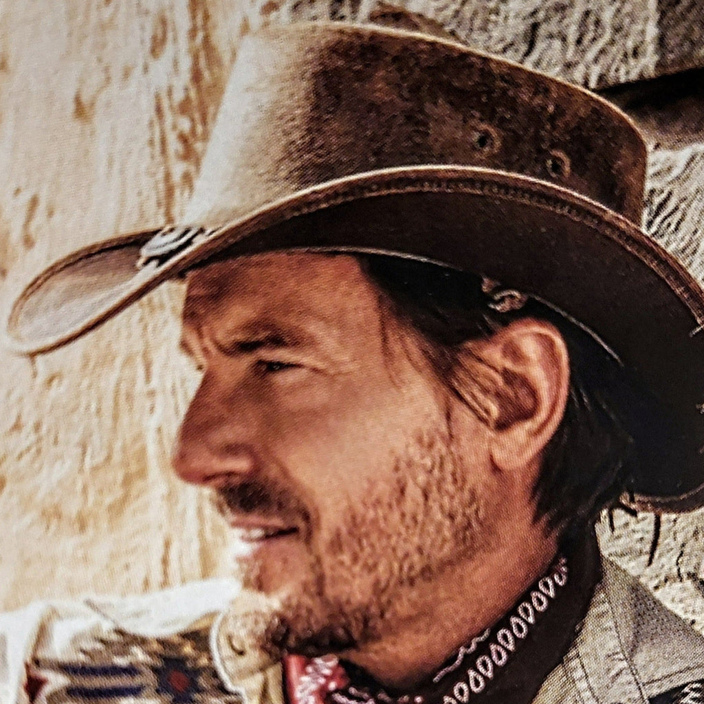 Vahatatud lõhestatud pruunist nahast lahe kauboikaabu Crazy Horse 