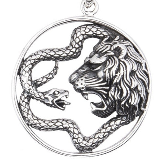 LION & SNAKE SILVER PENDANT