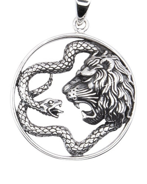 LION & SNAKE SILVER PENDANT