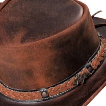 Vahatatud, punakaspruunist lõhestatud nahast lahe kauboikaabu Butch