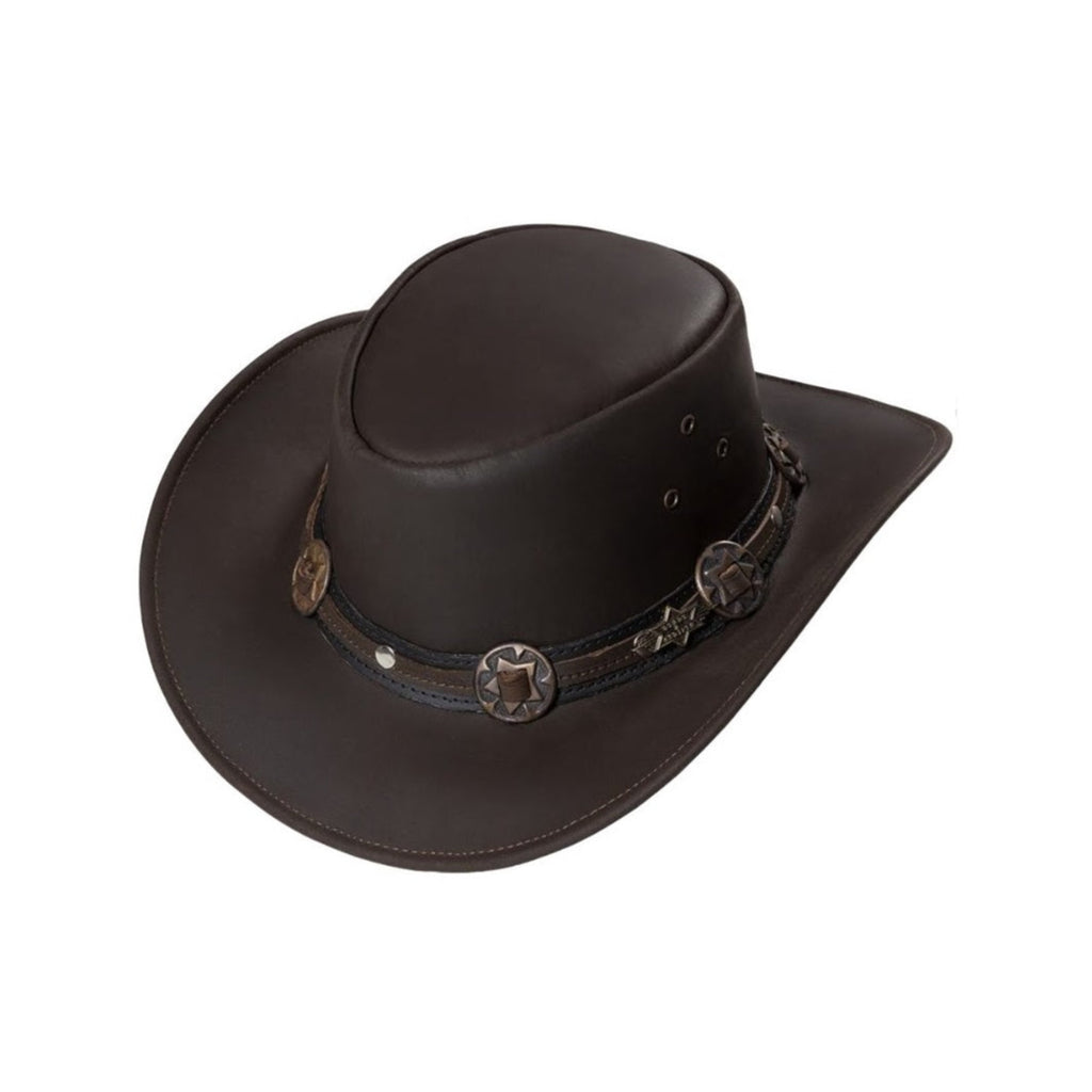 Leather Western Hat Huck - Premium Brown Cowhide Cowboy Hat