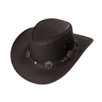 Leather Western Hat Huck - Premium Brown Cowhide Cowboy Hat