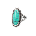 Ring Long Turquoise Stainless Steel with Stone