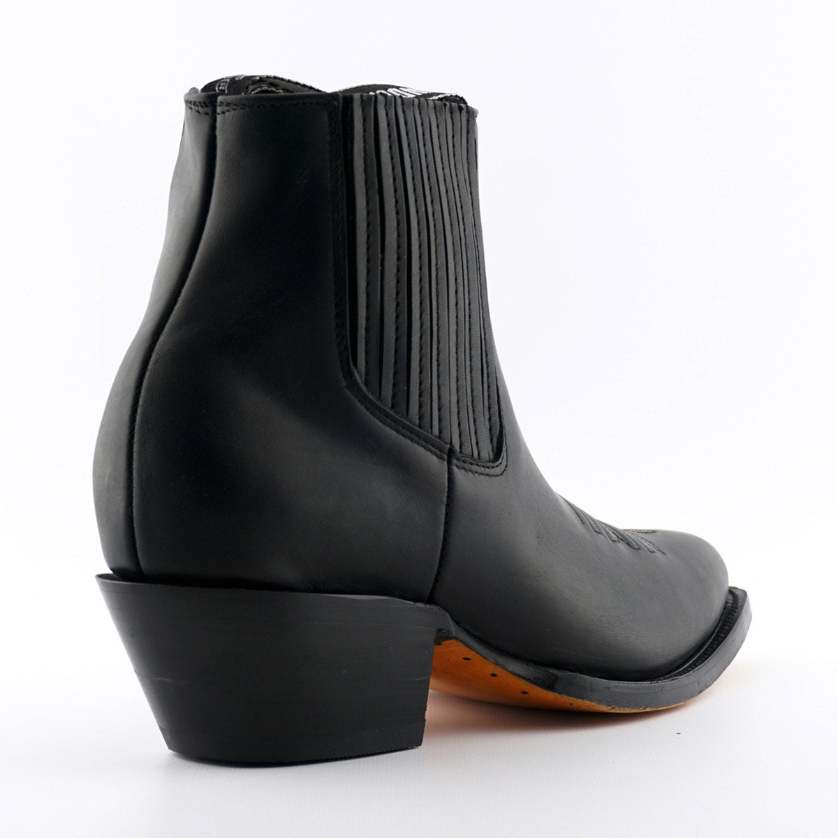 Maverick Black Leather Cowboy Ankle Boots - Pointed Toe Goodyear Welted Western Boots for Men & Women