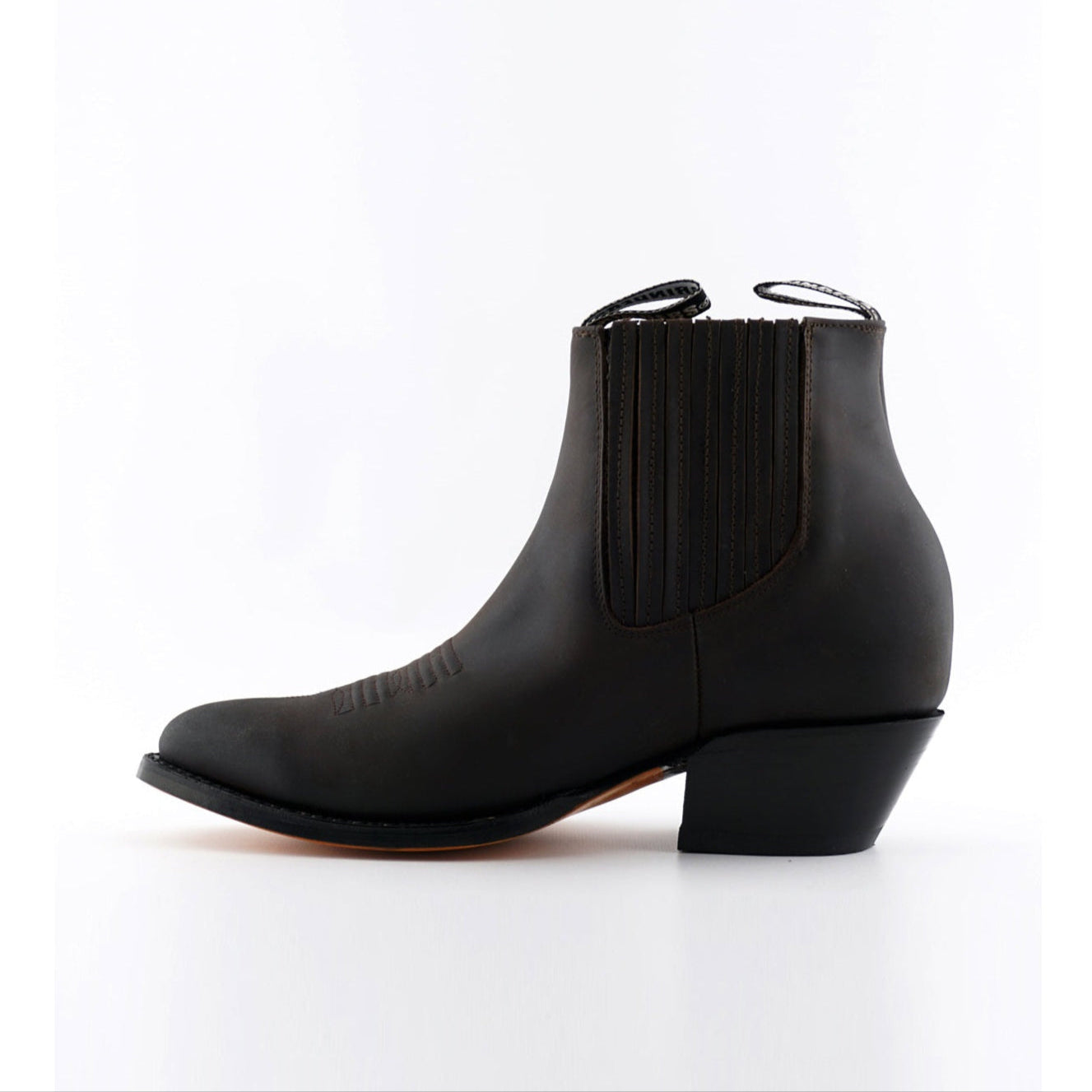 Maverick Brown Leather Cowboy Ankle Boots - Pointed Toe Goodyear Welted Western Boots for Men & Women