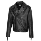 Men's Aviator Fringe Leather Jacket - Liam Nappa Leather Biker Jacket
