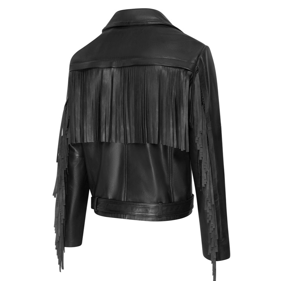 Men's Aviator Fringe Leather Jacket - Liam Nappa Leather Biker Jacket