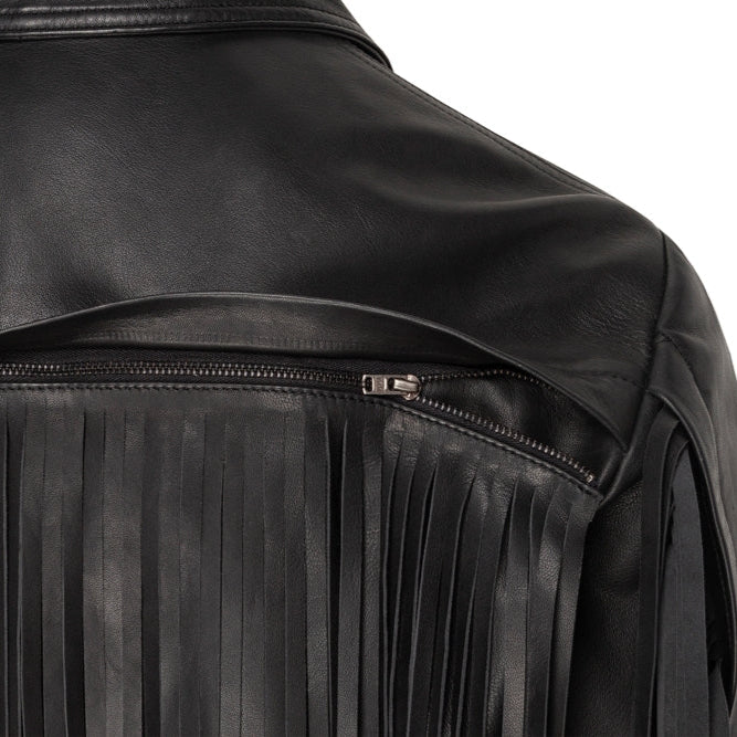 Men's Aviator Fringe Leather Jacket - Liam Nappa Leather Biker Jacket
