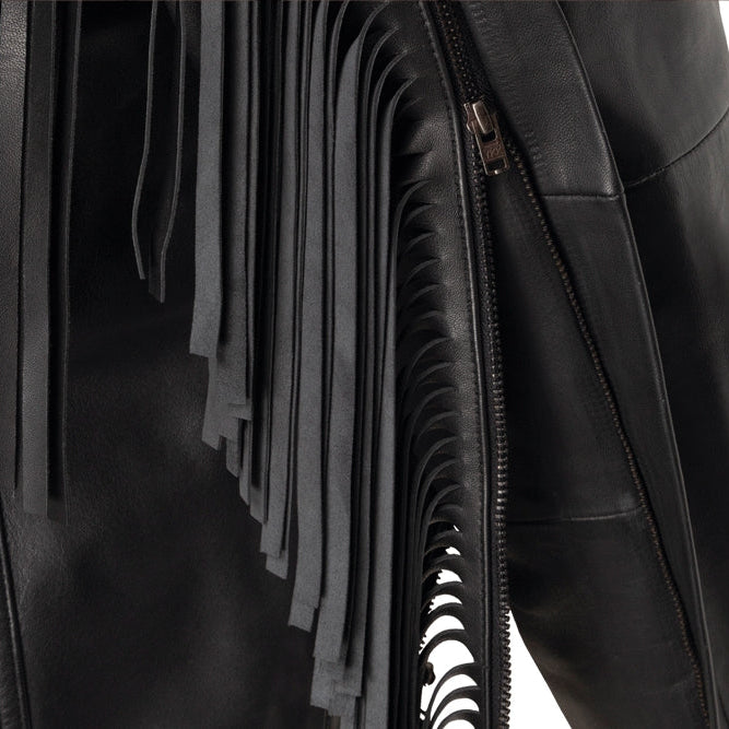 Men's Aviator Fringe Leather Jacket - Liam Nappa Leather Biker Jacket