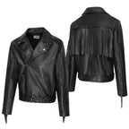 Men's Aviator Fringe Leather Jacket - Liam Nappa Leather Biker Jacket