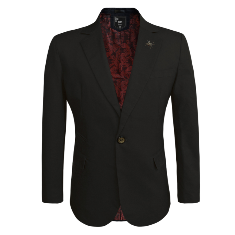 Men's Black Blazer 517 - Slim Fit Cotton Stretch Jacket