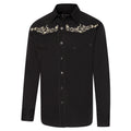 Men's Black Western Embroidered Shirt Brandon - Cowboy Shirt with Yoke Piping
