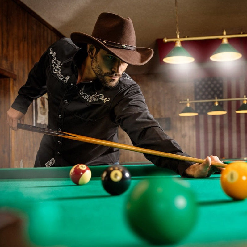 Men's Black Western Embroidered Shirt Brandon - Cowboy Shirt with Yoke Piping