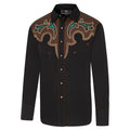 Men's Black Western Shirt Alaric with Contrasting Yoke - Embroidered cowboy shirt