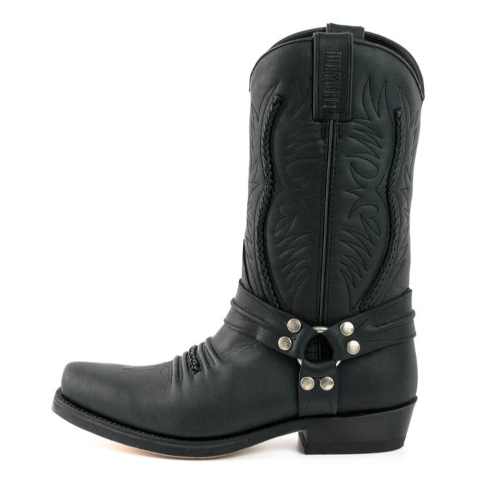 Men's Braided Ornament Cowboy Boots - Handcrafted Waterproof Leather Biker Boots