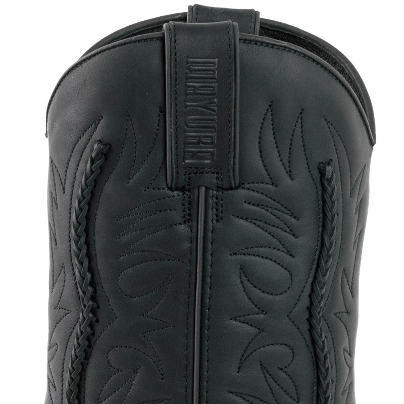 Men's Braided Ornament Cowboy Boots - Handcrafted Waterproof Leather Biker Boots