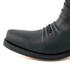 Men's Braided Ornament Cowboy Boots - Handcrafted Waterproof Leather Biker Boots