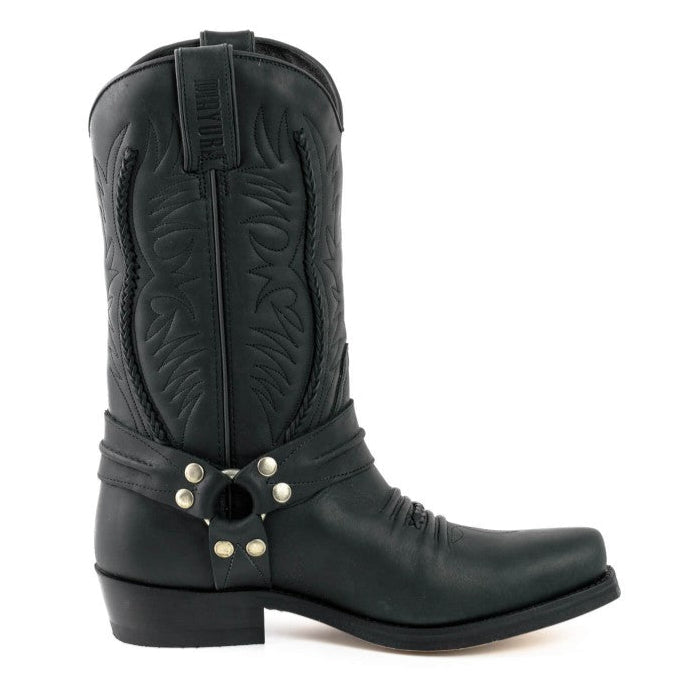 Men's Braided Ornament Cowboy Boots - Handcrafted Waterproof Leather Biker Boots