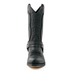 Men's Braided Ornament Cowboy Boots - Handcrafted Waterproof Leather Biker Boots