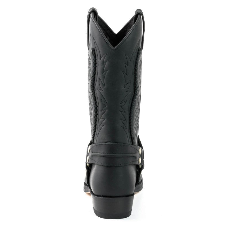 Men's Braided Ornament Cowboy Boots - Handcrafted Waterproof Leather Biker Boots