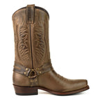 Men's Brown Braided Cowboy Boots - Handcrafted Waterproof Leather Biker Boots