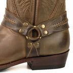 Men's Brown Braided Cowboy Boots - Handcrafted Waterproof Leather Biker Boots