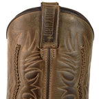 Men's Brown Braided Cowboy Boots - Handcrafted Waterproof Leather Biker Boots