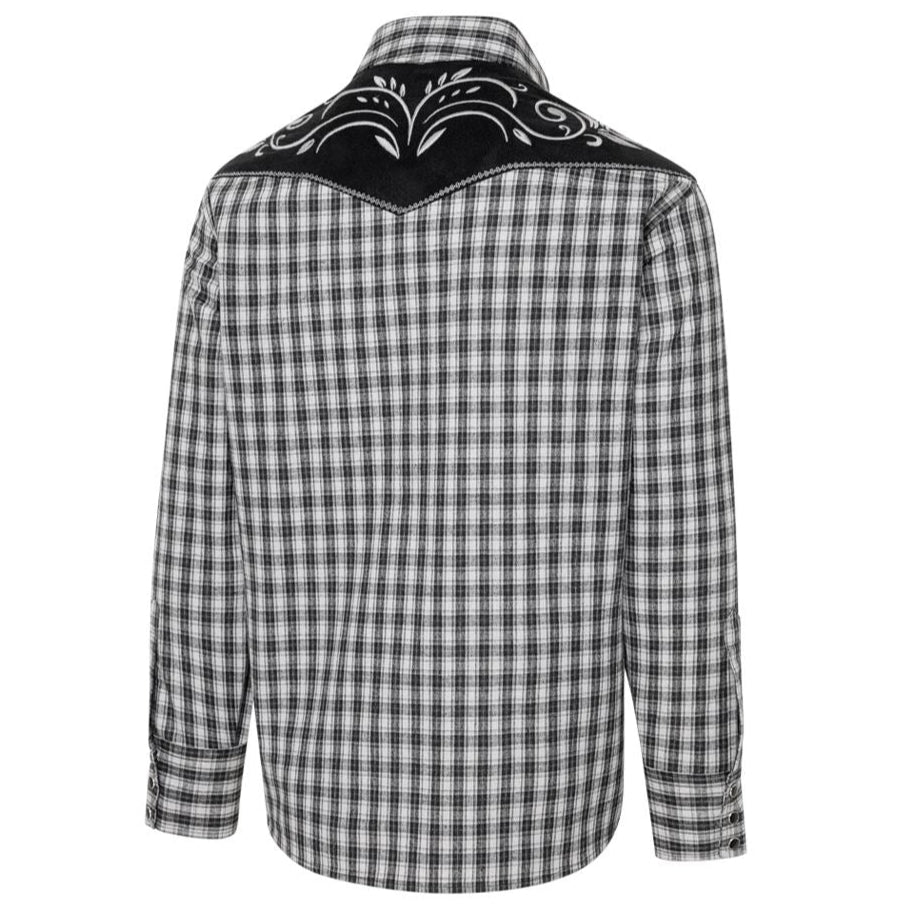 Men's Checked Western Shirt Caleb with Embroidery - cowboy shirt