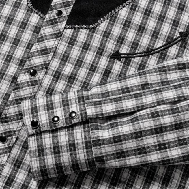 Men's Checked Western Shirt Caleb with Embroidery - cowboy shirt