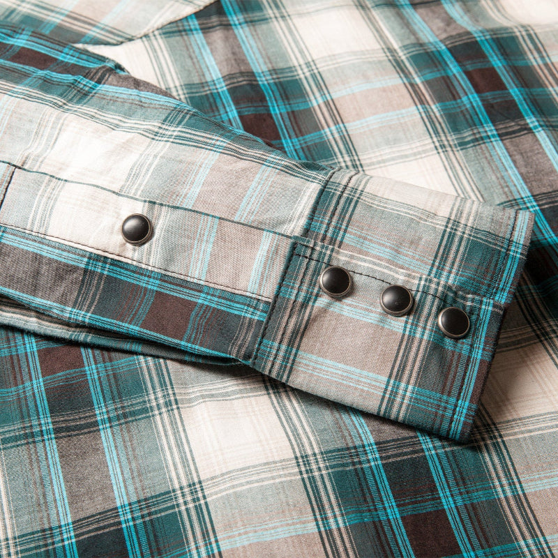 Men's Checkered Western Shirt Jeff - Embroidered with Adjustable Cuffs