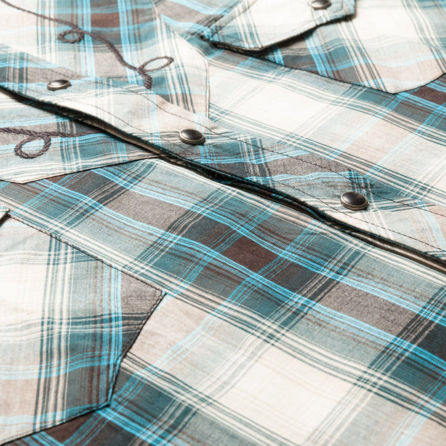 Men's Checkered Western Shirt Jeff - Embroidered with Adjustable Cuffs