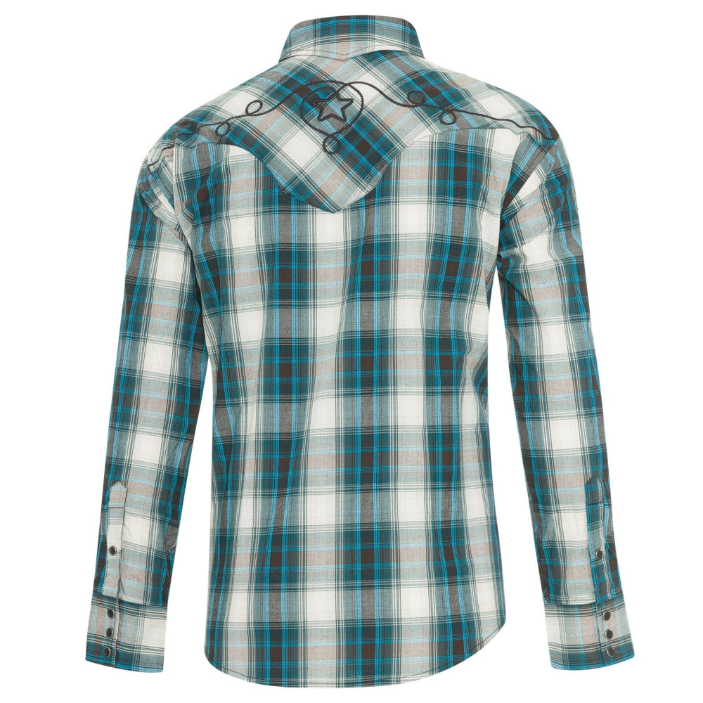 Men's Checkered Western Shirt Jeff - Embroidered with Adjustable Cuffs