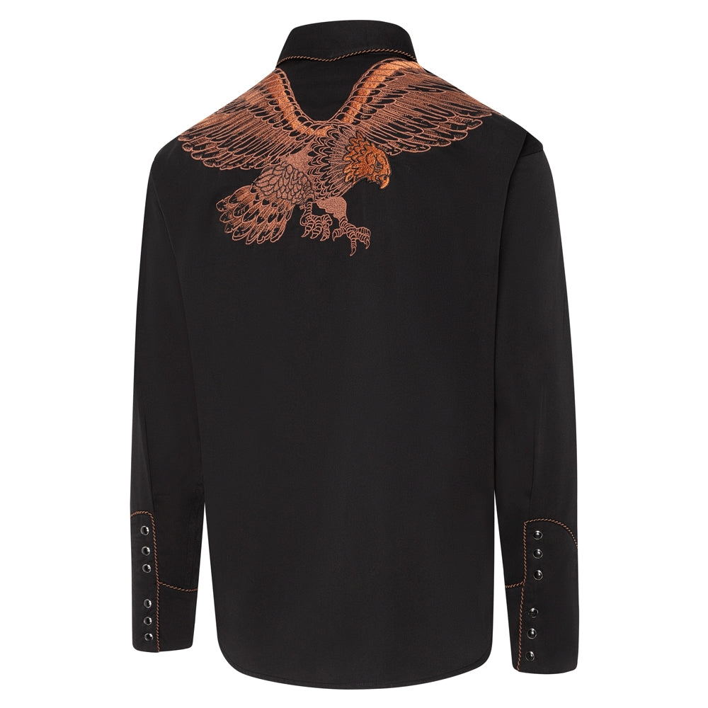 Men's Eagle Western Shirt Floyd with Embroidered Wings - Black cowboy shirt