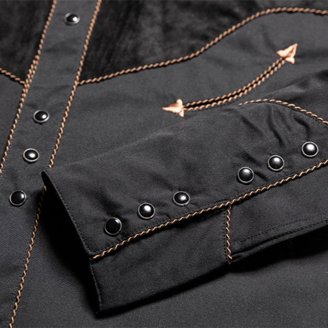 Men's Eagle Western Shirt Floyd with Embroidered Wings - Black cowboy shirt