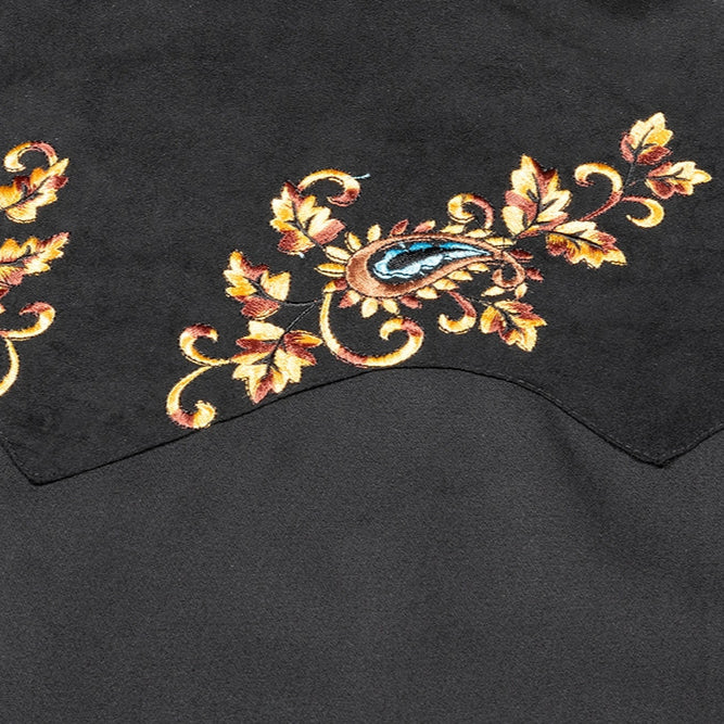 Men's Embroidered Western Shirt Hogan - Suede Look with Smiley Pockets