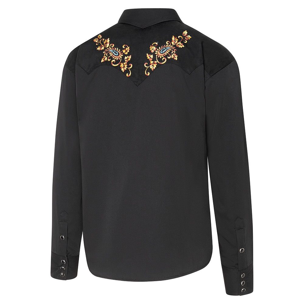 Men's Embroidered Western Shirt Hogan - Suede Look with Smiley Pockets