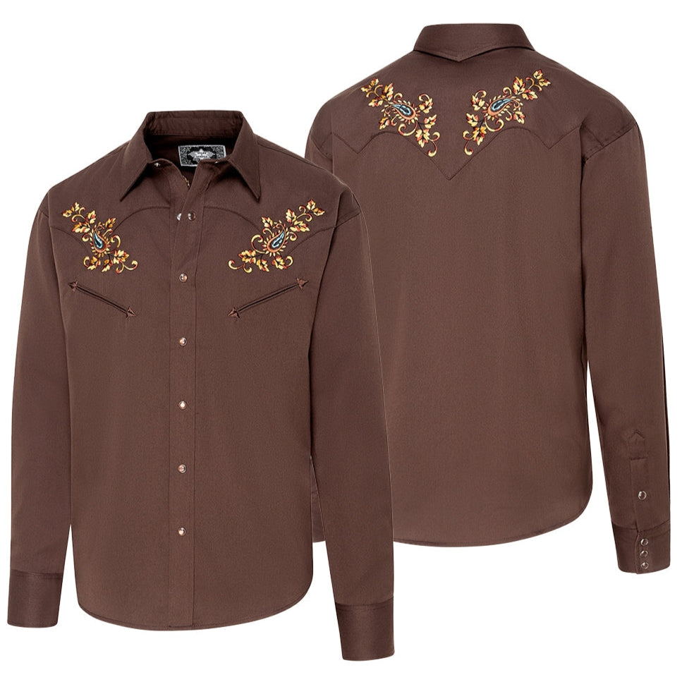 Men's Embroidered Western Shirt Hogan - Suede Look with Smiley Pockets