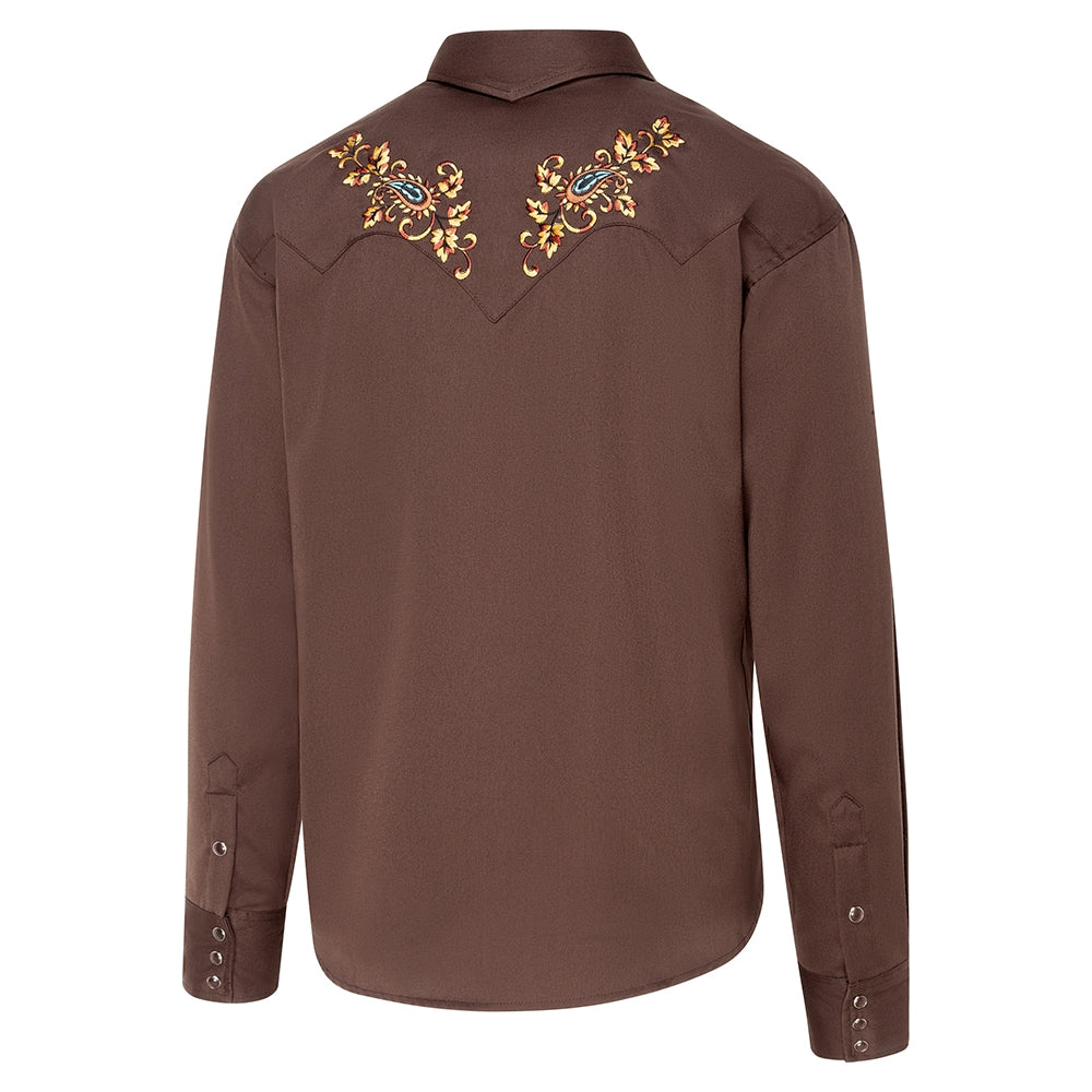 Men's Embroidered Western Shirt Hogan - Suede Look with Smiley Pockets