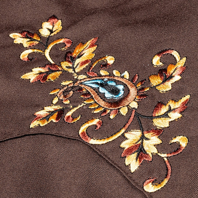 Men's Embroidered Western Shirt Hogan - Suede Look with Smiley Pockets