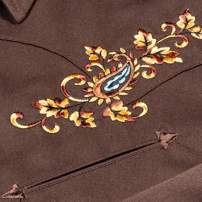Men's Embroidered Western Shirt Hogan - Suede Look with Smiley Pockets