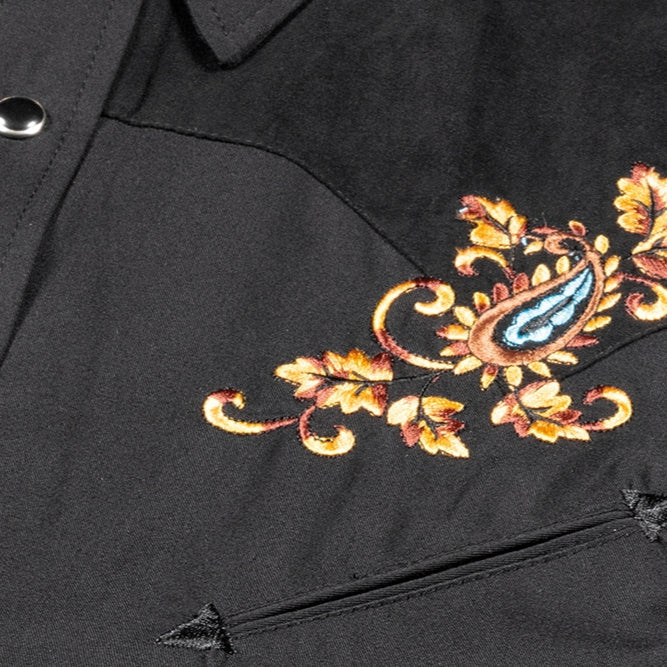 Men's Embroidered Western Shirt Hogan - Suede Look with Smiley Pockets