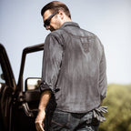Men's Faded Western Shirt Enzo with Back Embroidery - Cowboy Shirt