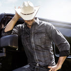 Men's Faded Western Shirt Enzo with Back Embroidery - Cowboy Shirt