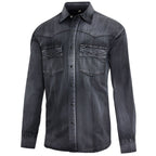 Men's Faded Western Shirt Enzo with Back Embroidery - Cowboy Shirt