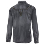 Men's Faded Western Shirt Enzo with Back Embroidery - Cowboy Shirt