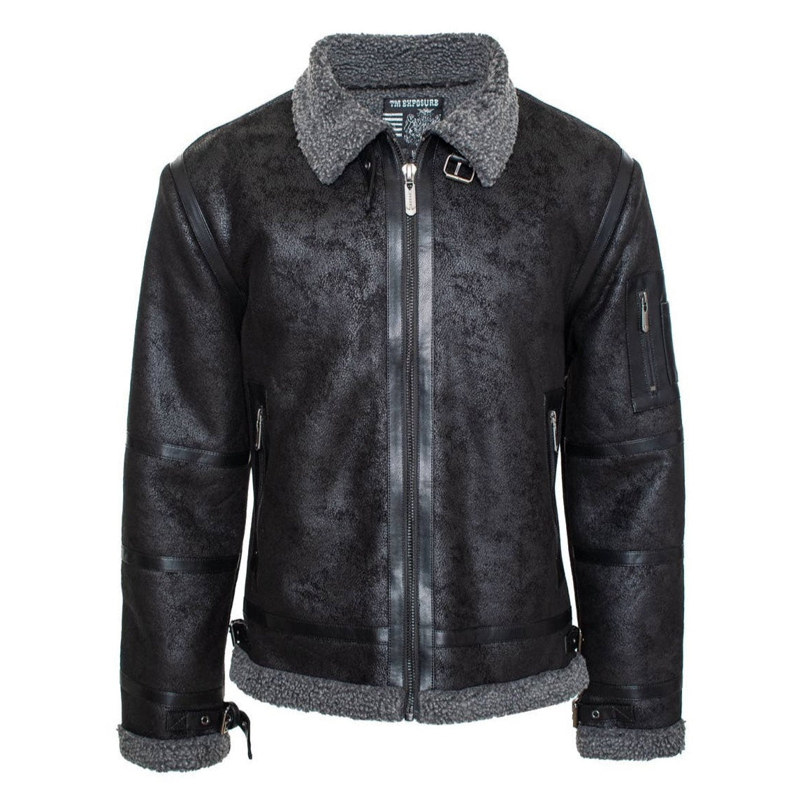Men's Faux Leather Jacket - Sherpa Lined Western Jacket