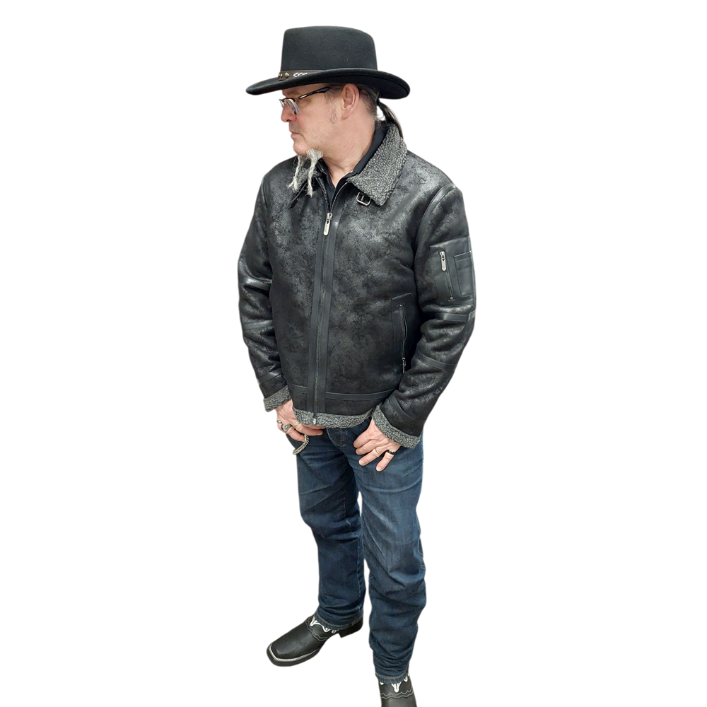 Men's Faux Leather Jacket - Sherpa Lined Western Jacket