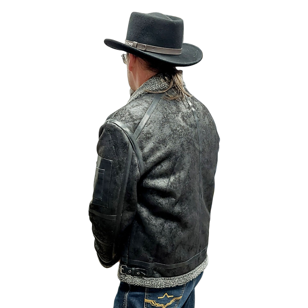 Men's Faux Leather Jacket - Sherpa Lined Western Jacket