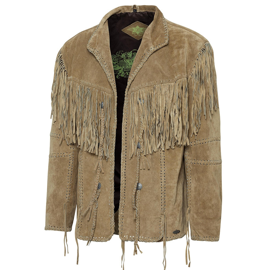 Men's Fringe Leather Jacket Hombre - Western Cowboy Jacket with Lacing