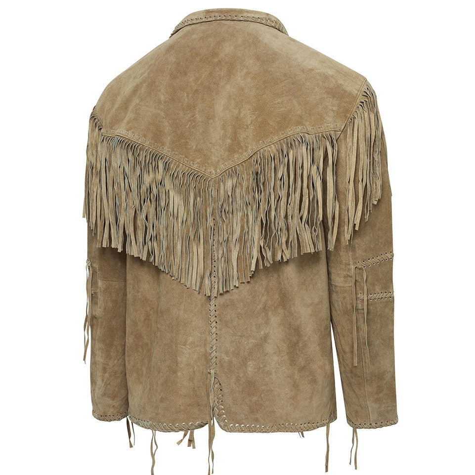 Men's Fringe Leather Jacket Hombre - Western Cowboy Jacket with Lacing